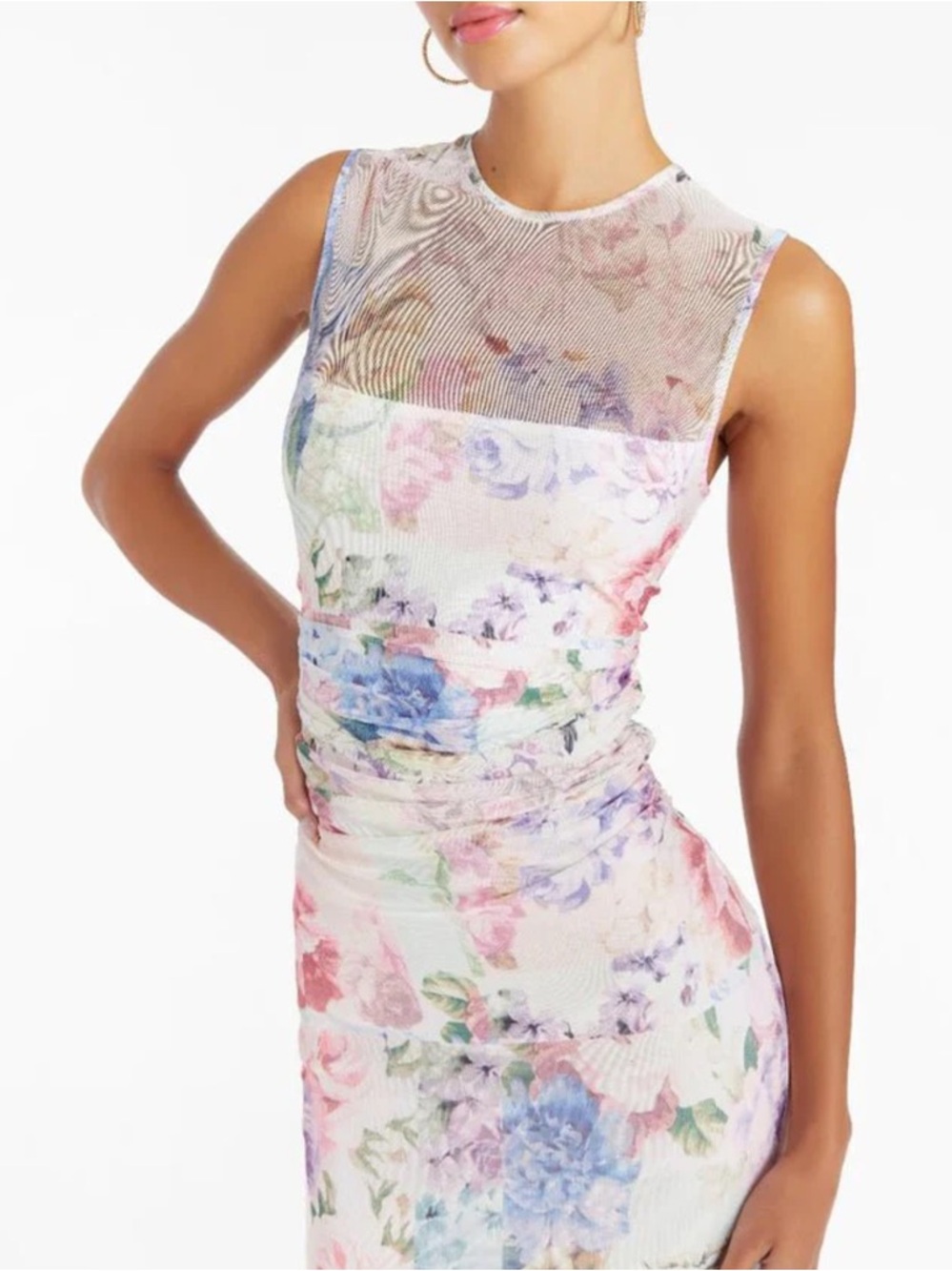 Amanda Uprichard Lyle Sheer Floral Midi rouged pastel Dress Womens MD bridal EUC - Picture 2 of 16